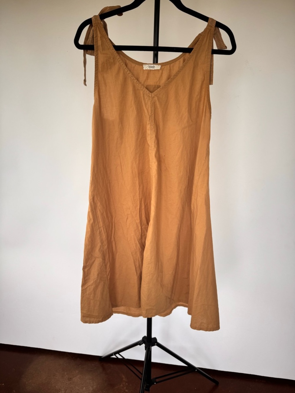 Sleeveless Tie-Shoulder Boho Sundress in Warm Camel